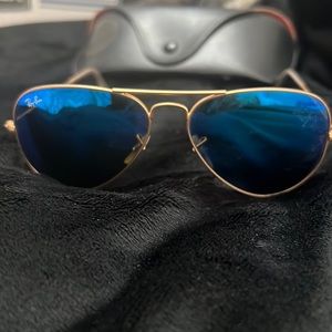 Ray ban sunglasses- blue and gold frame